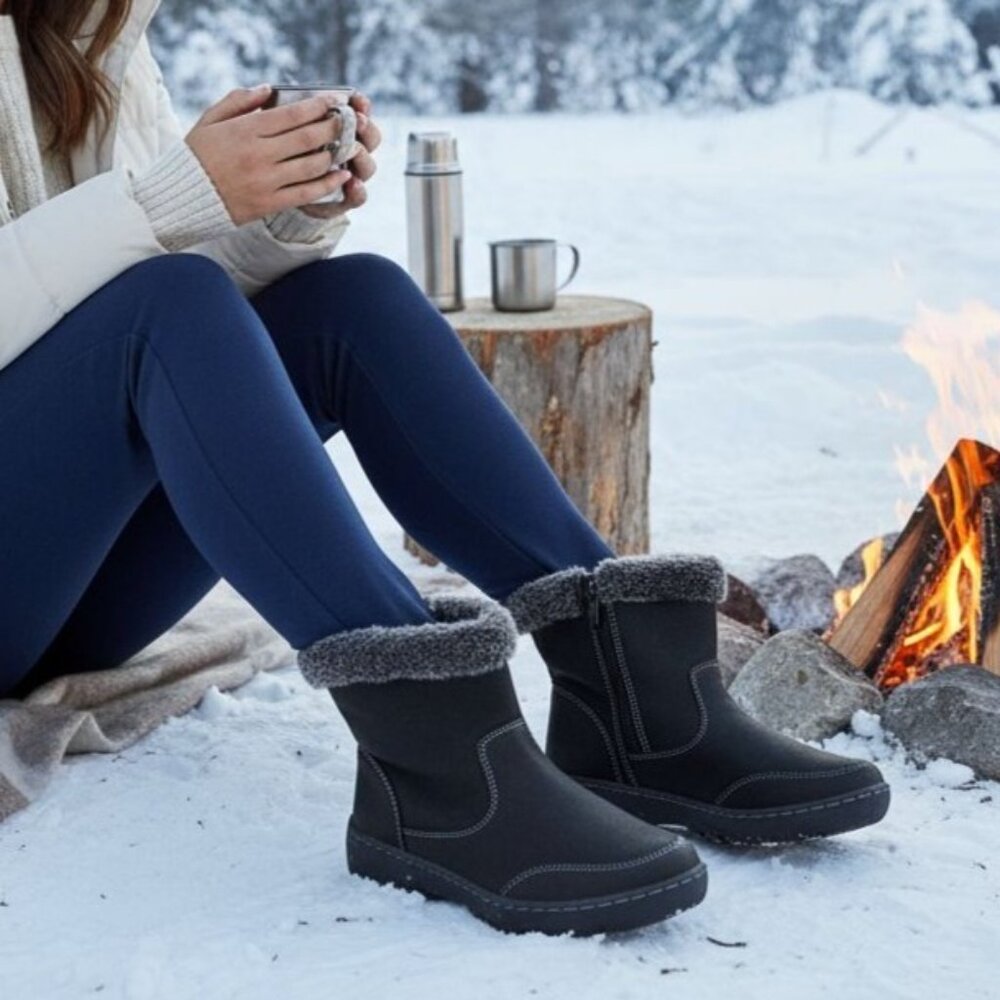 Khombu 9 Boots Woman Outdoor Vegan Faux fur Water-repellent Winter Snow Shoes